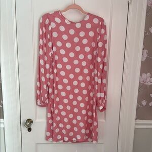 LOFT Pink and White Polka Dot Dress